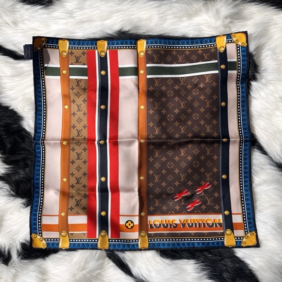 Louis Vuitton Accessories - Authentic Louis Vuitton “Trunk In Love” Carré 45 silk scarf (M77556)